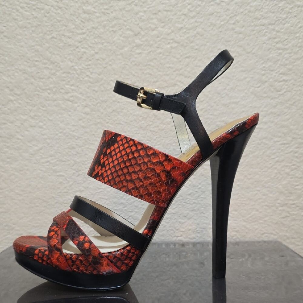 MICHAEL Michael Kors Mandarin and Black Snakeskin Heels